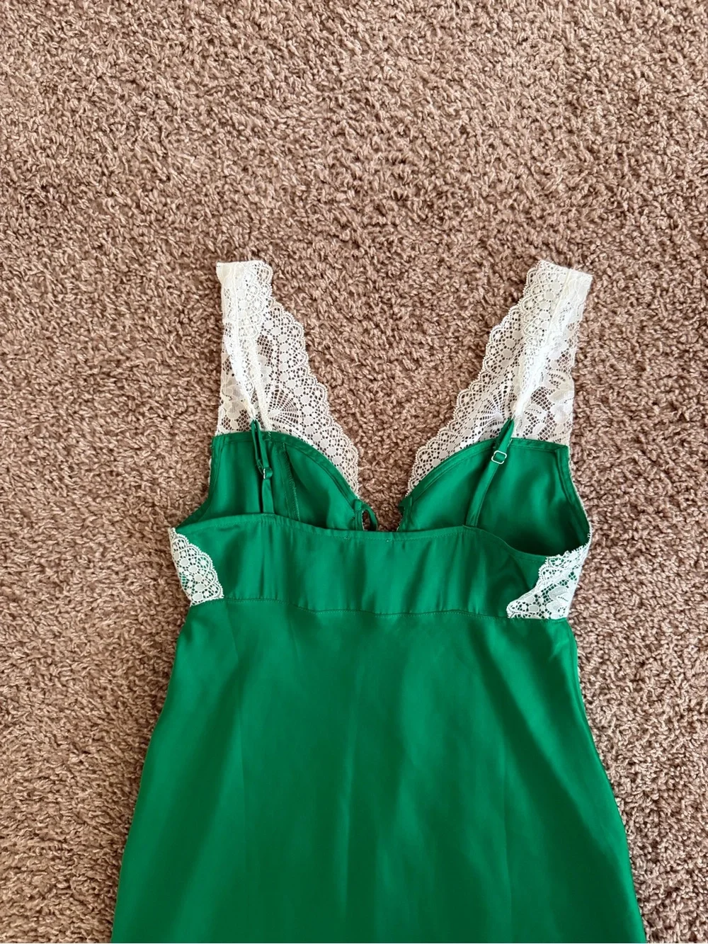 Free People Green Maxi Dress with White Lace Bodice
